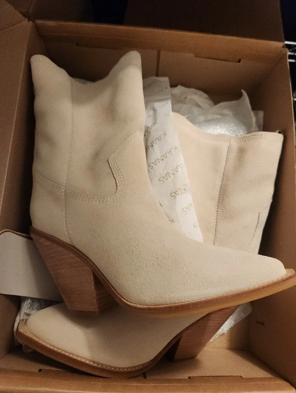 Anthropologie KAANAS Dante Suede Western Bootie in Ivory $325 MSRP NEW NWT NIB